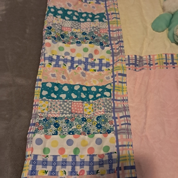 Vintage 3D bunny plush toddler blanket quilt throw comforter cotton - Picture 7 of 12